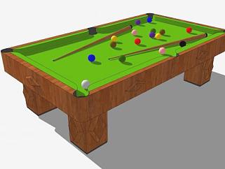 木质台球桌球杆SU模型下载_sketchup草图大师SKP模型