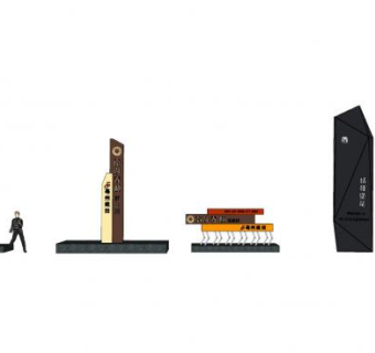 创意精神堡垒标识牌SU模型下载_sketchup草图大师SKP模型