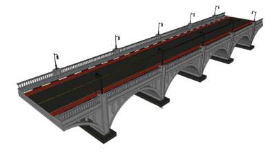 欧式孔桥大桥和路灯SU模型下载_sketchup草图大师SKP模型