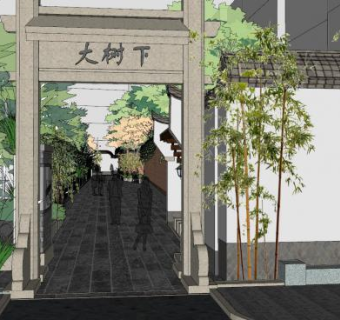 特色中式小巷子SU模型下载_sketchup草图大师SKP模型