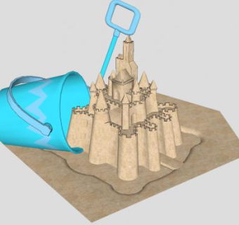 儿童沙堆城堡和工具SU模型下载_sketchup草图大师SKP模型