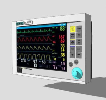 心电监护仪SU模型下载_sketchup草图大师SKP模型