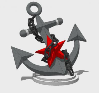五角星船锚雕塑SU模型下载_sketchup草图大师SKP模型