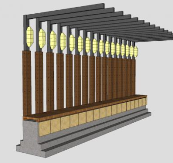 带灯的单臂廊架SU模型下载_sketchup草图大师SKP模型