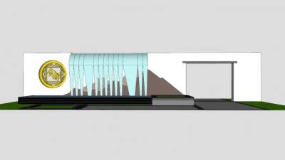 中式水景墙SU模型下载_sketchup草图大师SKP模型