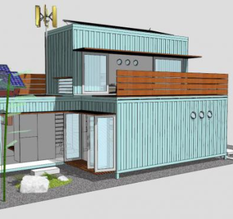 集装箱房SU模型下载_sketchup草图大师SKP模型