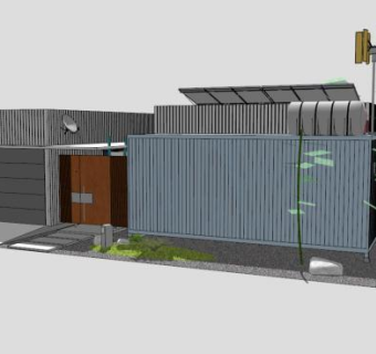 创意集装箱建筑SU模型下载_sketchup草图大师SKP模型