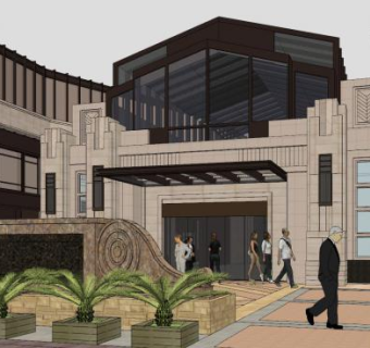 欧式景观商业街SU模型下载_sketchup草图大师SKP模型