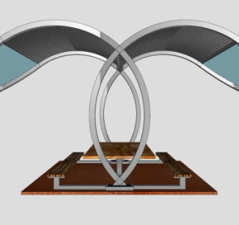 欧式现代廊架座椅SU模型下载_sketchup草图大师SKP模型