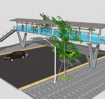 道路人行天桥SU模型下载_sketchup草图大师SKP模型