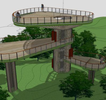 三层景观塔SU模型下载_sketchup草图大师SKP模型