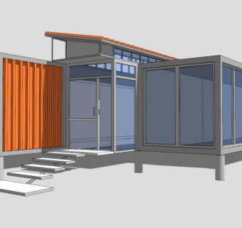 现代集装箱房SU模型下载_sketchup草图大师SKP模型
