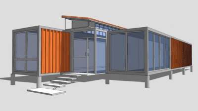 现代集装箱房SU模型下载_sketchup草图大师SKP模型
