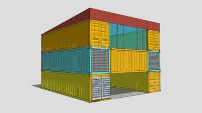 现代两层集装箱房SU模型下载_sketchup草图大师SKP模型