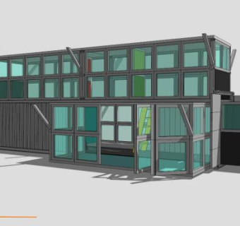 欧式现代时尚集装箱房SU模型下载_sketchup草图大师SKP模型
