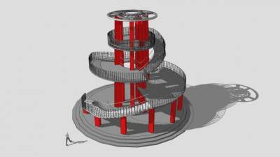 现代露天螺旋塔SU模型下载_sketchup草图大师SKP模型