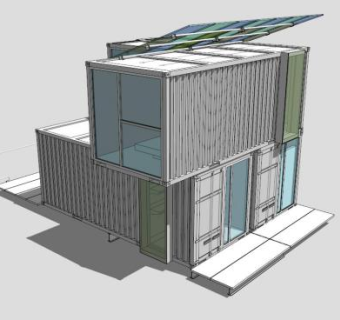 现代白色集装箱房SU模型下载_sketchup草图大师SKP模型