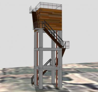 现代景观瞭望塔SU模型下载_sketchup草图大师SKP模型