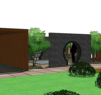 中式园林景观SU模型下载_sketchup草图大师SKP模型