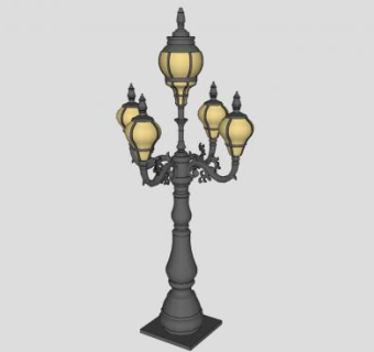 欧式路灯灯柱景观灯SU模型下载_sketchup草图大师SKP模型