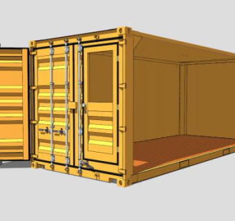 黄色集装箱住宅SU模型下载_sketchup草图大师SKP模型