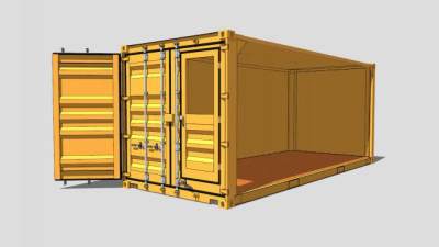 黄色集装箱住宅SU模型下载_sketchup草图大师SKP模型