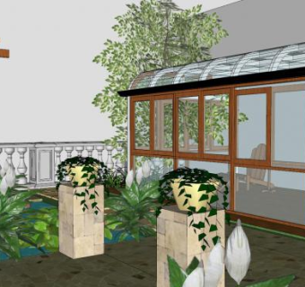 屋顶花园景观sketchup模型下载_sketchup草图大师SKP模型