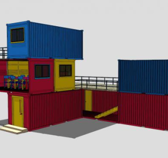 现代集装箱楼房SU模型下载_sketchup草图大师SKP模型
