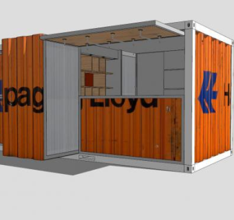 现代橙色集装箱房SU模型下载_sketchup草图大师SKP模型