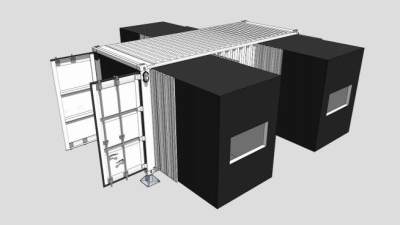 简约黑色集装箱住宅SU模型下载_sketchup草图大师SKP模型