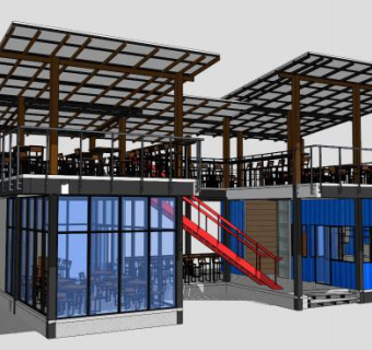 现代集装箱住宅SU模型下载_sketchup草图大师SKP模型