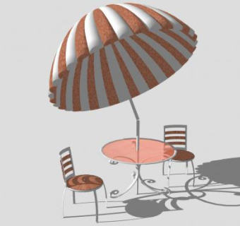 欧式户外遮阳伞座椅SU模型下载_sketchup草图大师SKP模型
