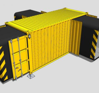 黄色集装箱房屋SU模型下载_sketchup草图大师SKP模型