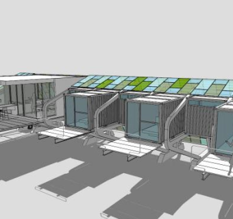 商业街集装箱房屋SU模型下载_sketchup草图大师SKP模型
