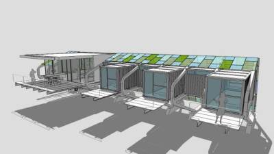 商业街集装箱房屋SU模型下载_sketchup草图大师SKP模型