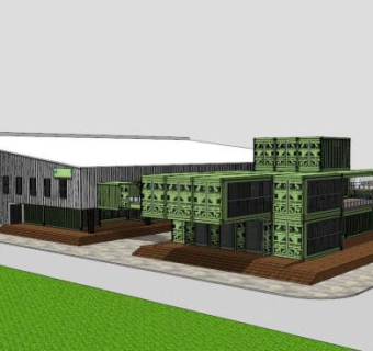 现代时尚集装箱建筑SU模型下载_sketchup草图大师SKP模型