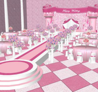 婚礼婚庆会场舞台布置SKP模型下载_sketchup草图大师SKP模型