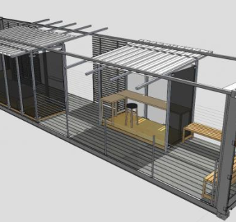 现代集装箱房支架SU模型下载_sketchup草图大师SKP模型