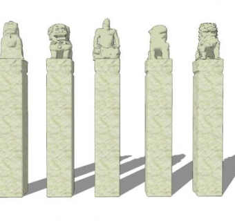 狮子栓马柱SU模型下载_sketchup草图大师SKP模型