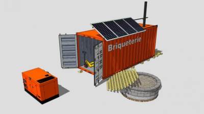橙色集装箱房SU模型下载_sketchup草图大师SKP模型