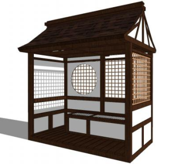 日式风格的花园小屋SU模型下载_sketchup草图大师SKP模型