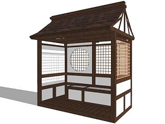 日式风格的花园小屋SU模型下载_sketchup草图大师SKP模型