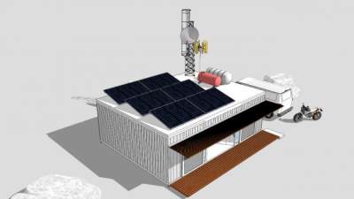 简约集装箱房设计SU模型下载_sketchup草图大师SKP模型