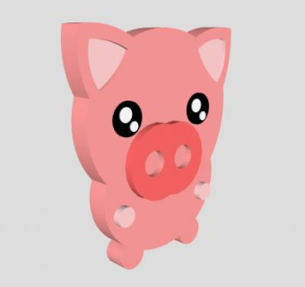 方片猪挂饰SU模型下载_sketchup草图大师SKP模型