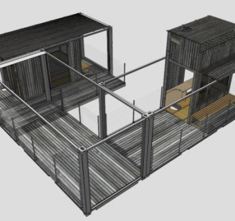 现代集装箱支架建筑SU模型下载_sketchup草图大师SKP模型