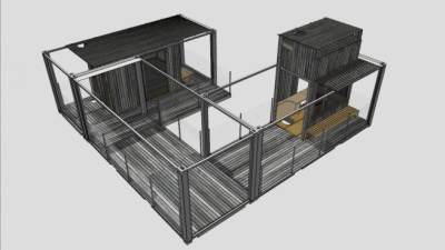 现代集装箱支架建筑SU模型下载_sketchup草图大师SKP模型