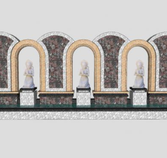 巴厘岛风格景观墙SU模型下载_sketchup草图大师SKP模型