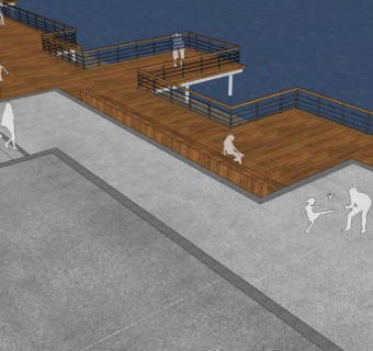 滨水景观河提SU模型下载_sketchup草图大师SKP模型