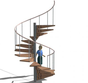 室内木制旋转楼梯SU模型下载_sketchup草图大师SKP模型