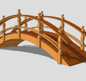 日式木制景观桥SU模型下载_sketchup草图大师SKP模型